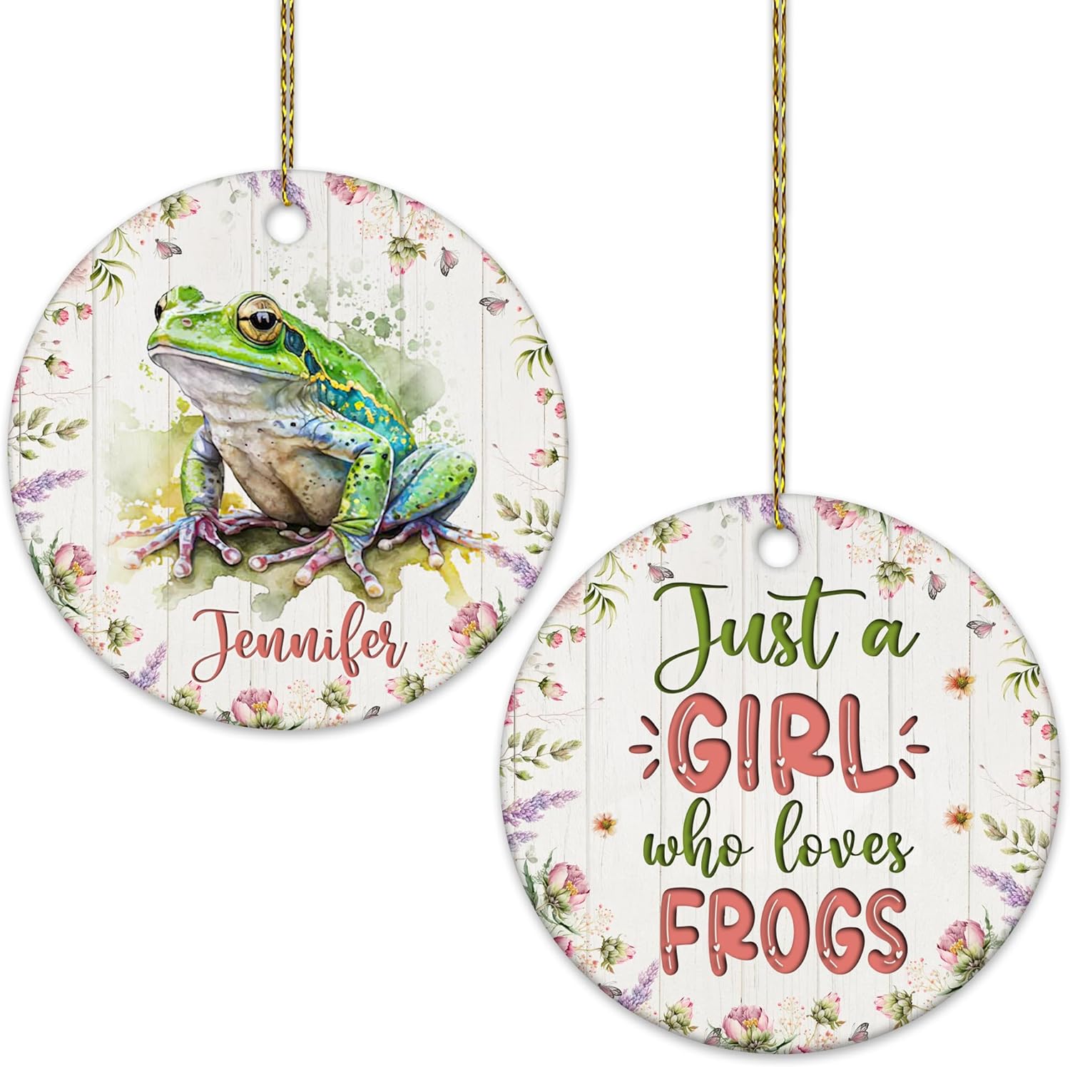 Frog Lover Ceramic Christmas Ornament  Just A Girl Who Loves Frogs Personalized Decoration  Cute Animal Gift Keepsake
