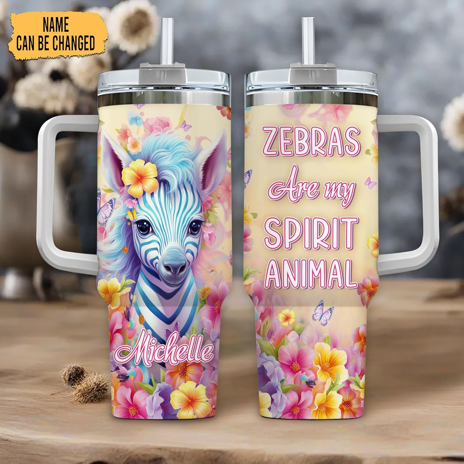 Zebra Are My Spirit Animal  - Personalized Tumbler 40oz with Straw