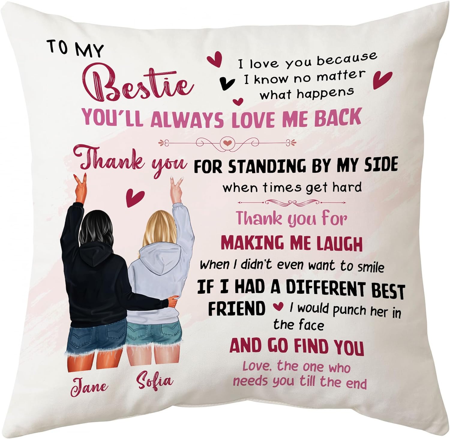 To My Bestie - Personalized Pillow (Insert Included)