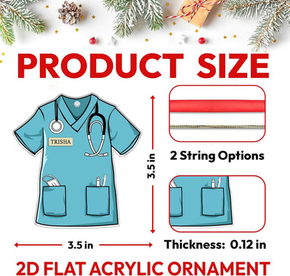 Nurse Scrub Cut Acrylic Ornament – Personalized Christmas Gift for RN, LPN, or Medical Professional