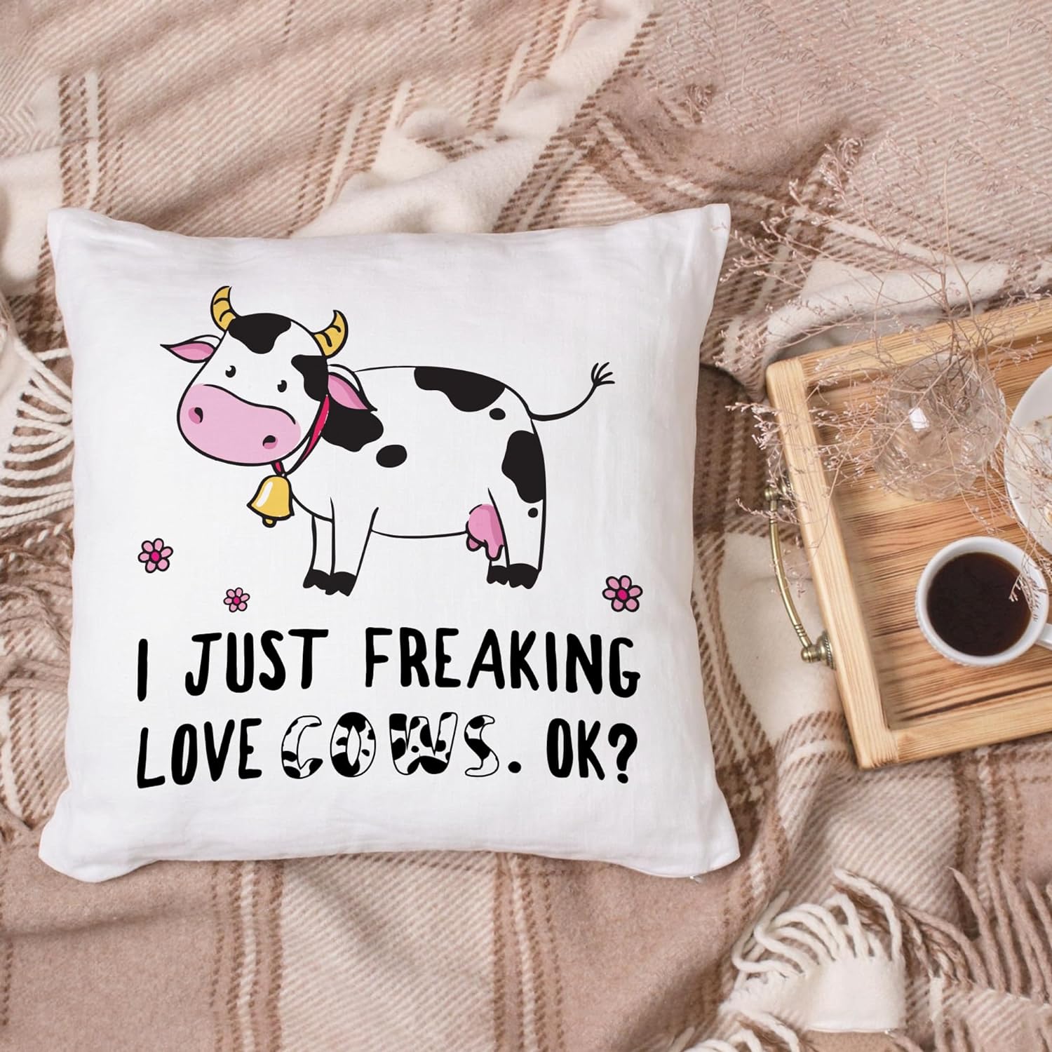 I Just Freaking Love Cows - Pillow (Insert Included)