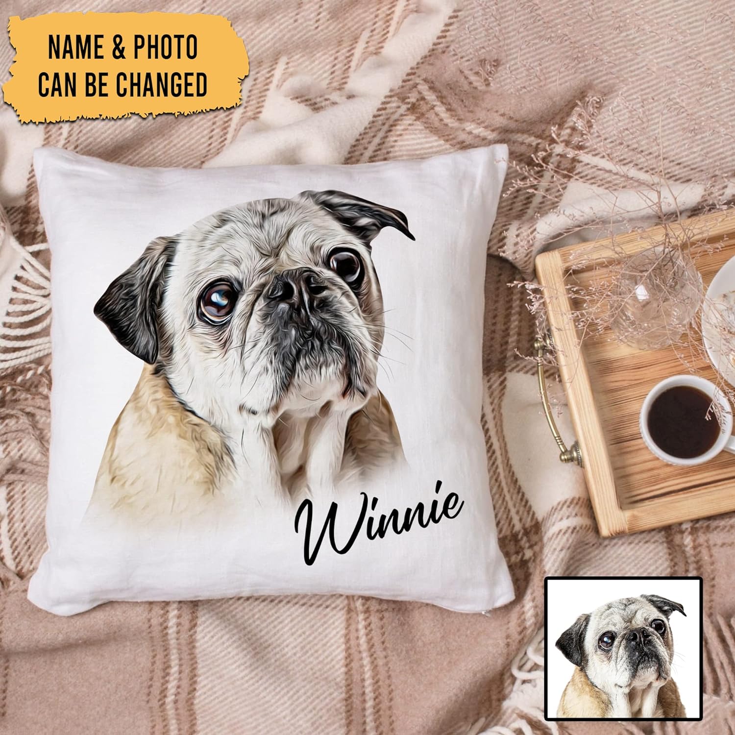 Dog Photo Theme - Personalized Photo Pillow (Insert Included)