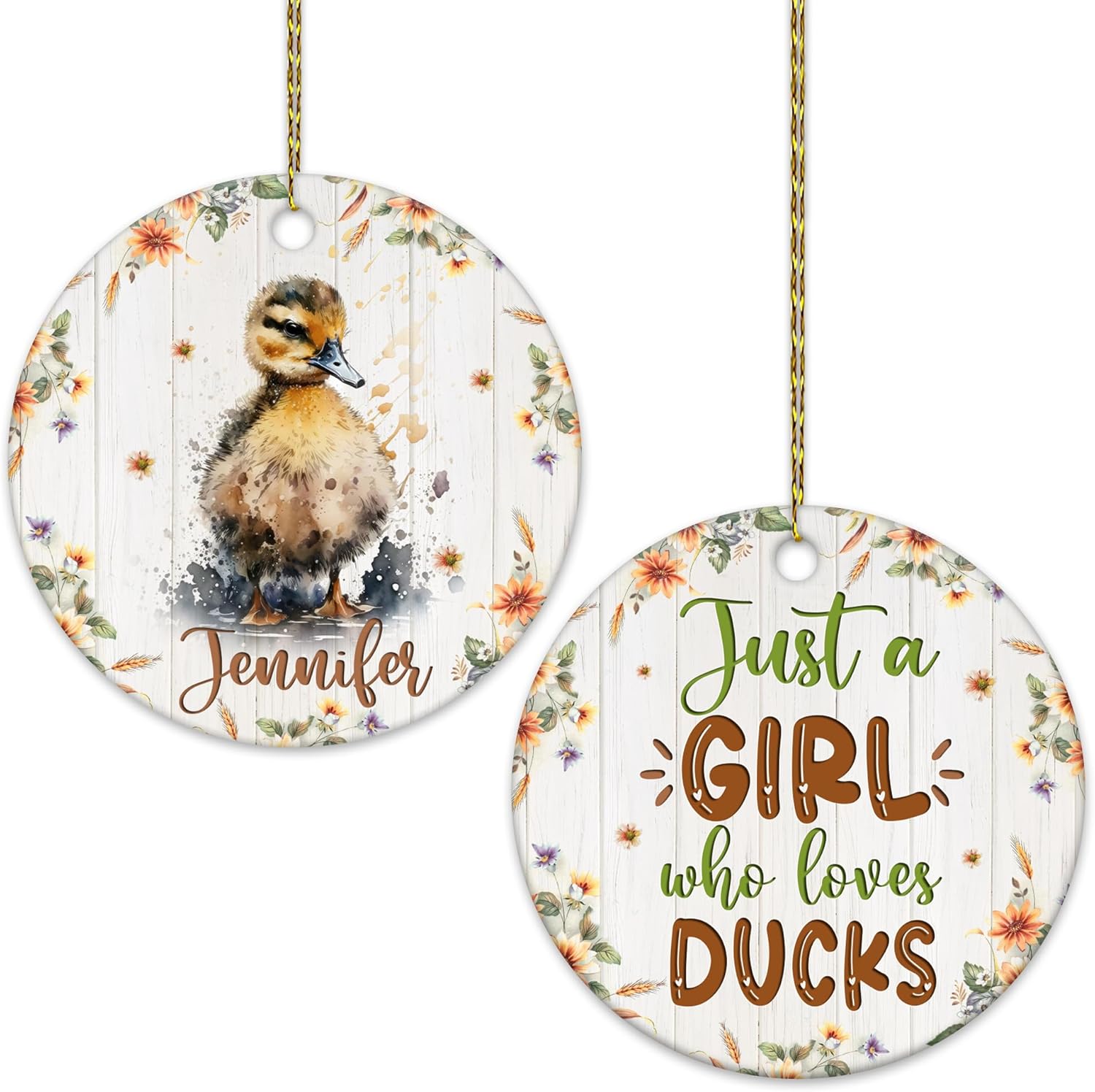 Just a Girl Who Loves Ducks Ceramic Ornament  Personalized Double-Sided Glossy Christmas Decoration  Keepsake Gift for Duck Lovers
