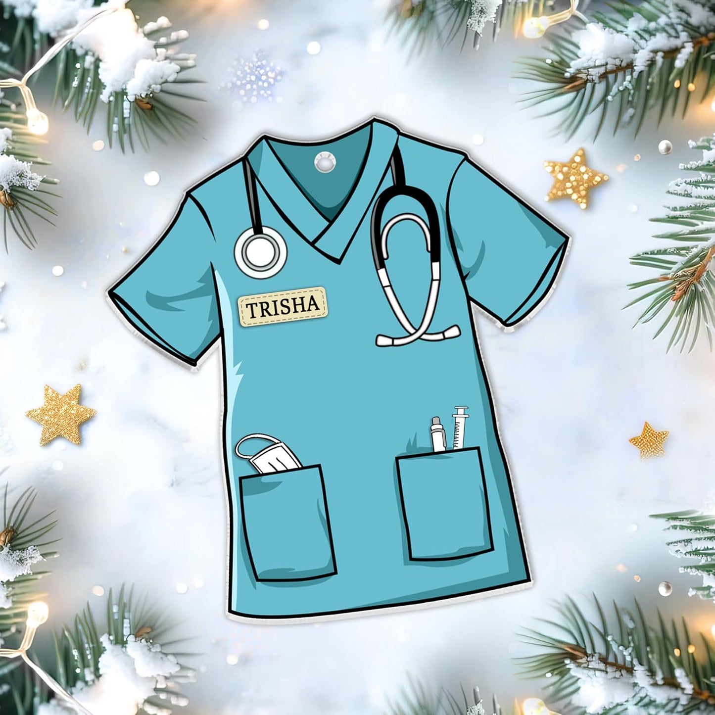 Nurse Scrub Cut Acrylic Ornament – Personalized Christmas Gift for RN, LPN, or Medical Professional