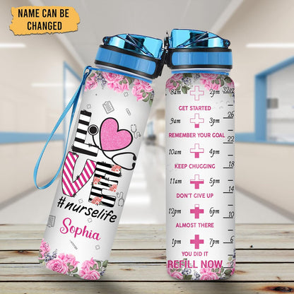 Love Nurse Life - Personalized Water Tracker Bottle 32oz