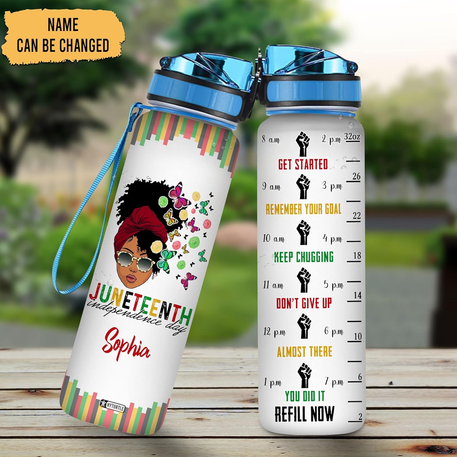 Juneteenth Independence Day - Personalized Water Tracker Bottle 32oz