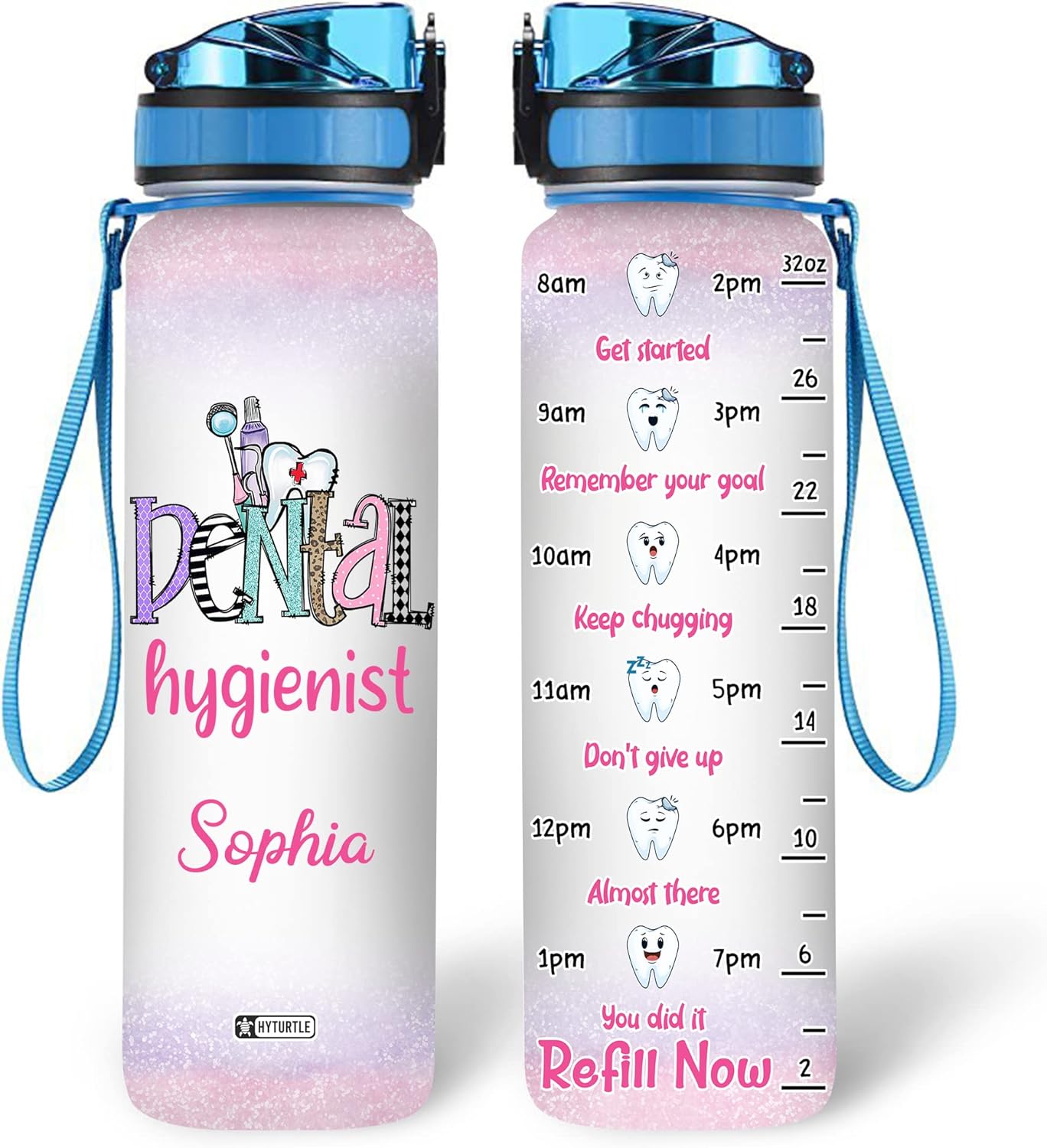 Dental Hygienist - Personalized Water Tracker Bottle 32oz