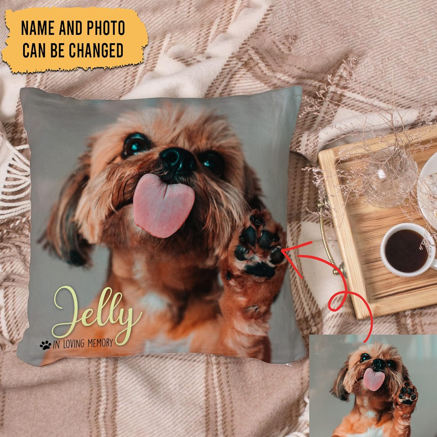 Dog Photo Pattern - Personalized Photo Pillow