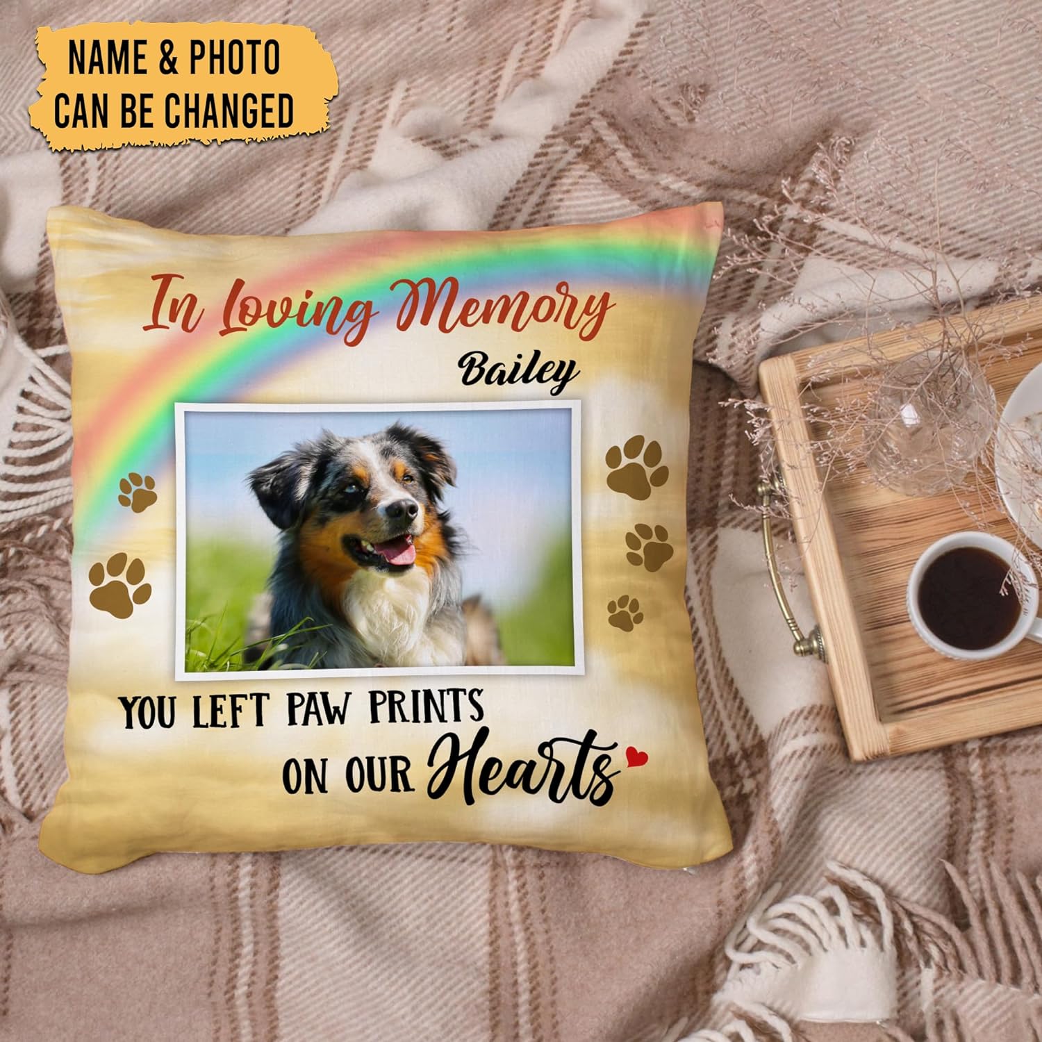 You Left Paw Print On Our Heart - Personalized Photo Pillow