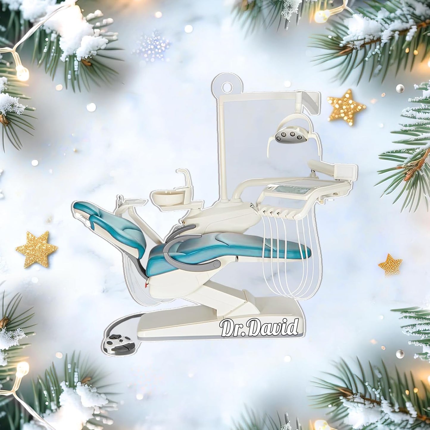 Dentist Chair Personalized Acrylic Ornament – Custom Dental Keepsake – Fun Christmas Gift for Hygienists, Dentists, and Dental Students