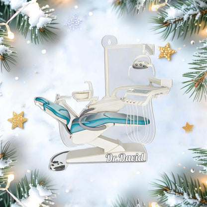 Dentist Chair Personalized Acrylic Ornament – Custom Dental Keepsake – Fun Christmas Gift for Hygienists, Dentists, and Dental Students