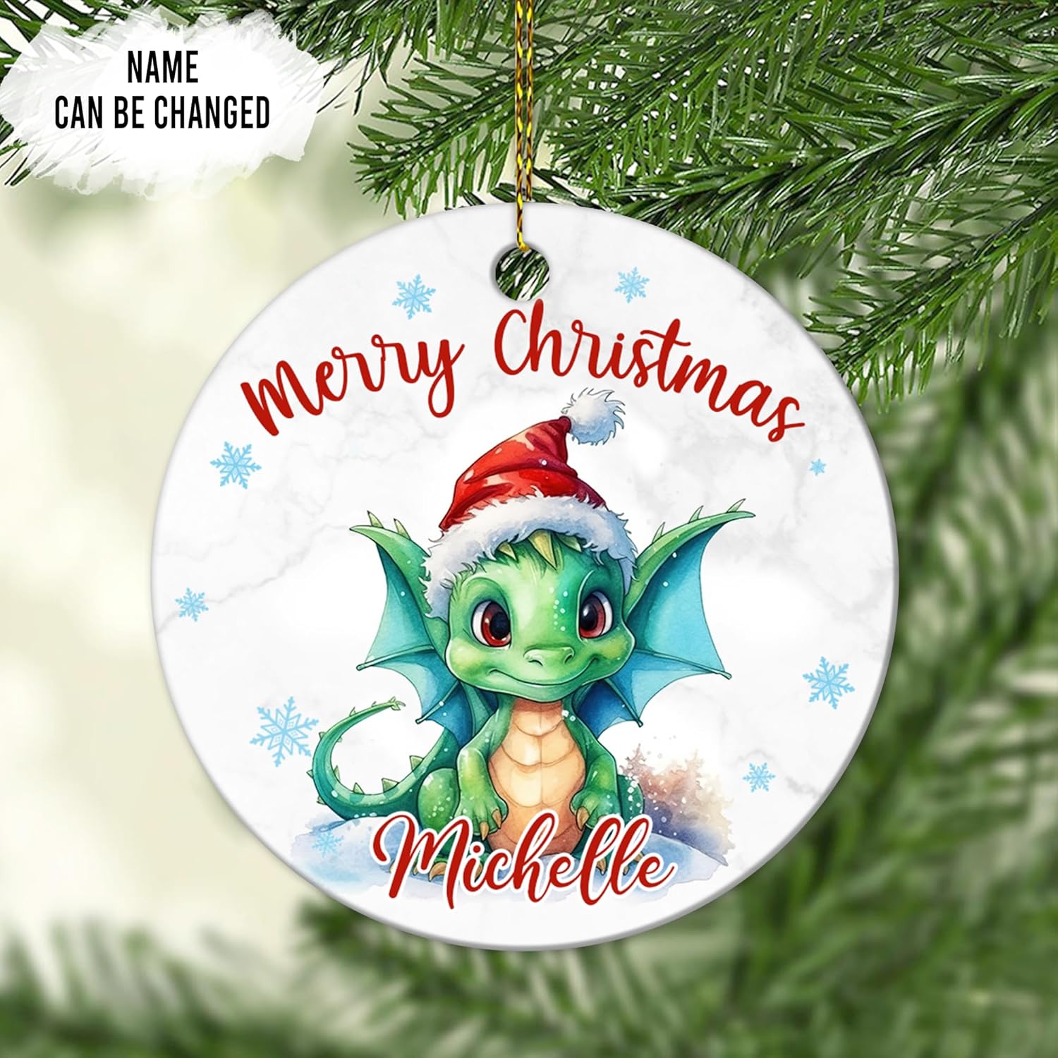 Dragon Ceramic Ornament  Personalized Fantasy Holiday Decoration  Unique Christmas Gift Keepsake for Mythical Creature Fans