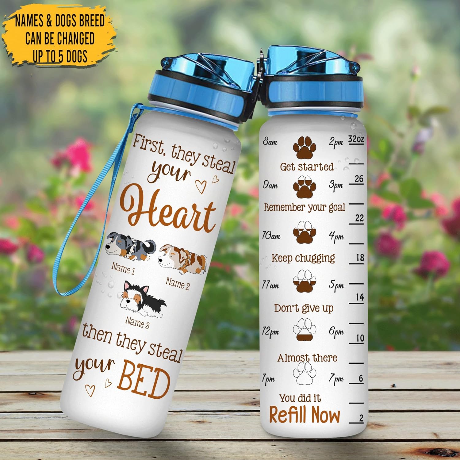 Sleeping Dog - Personalized Water Tracker Bottle 32oz