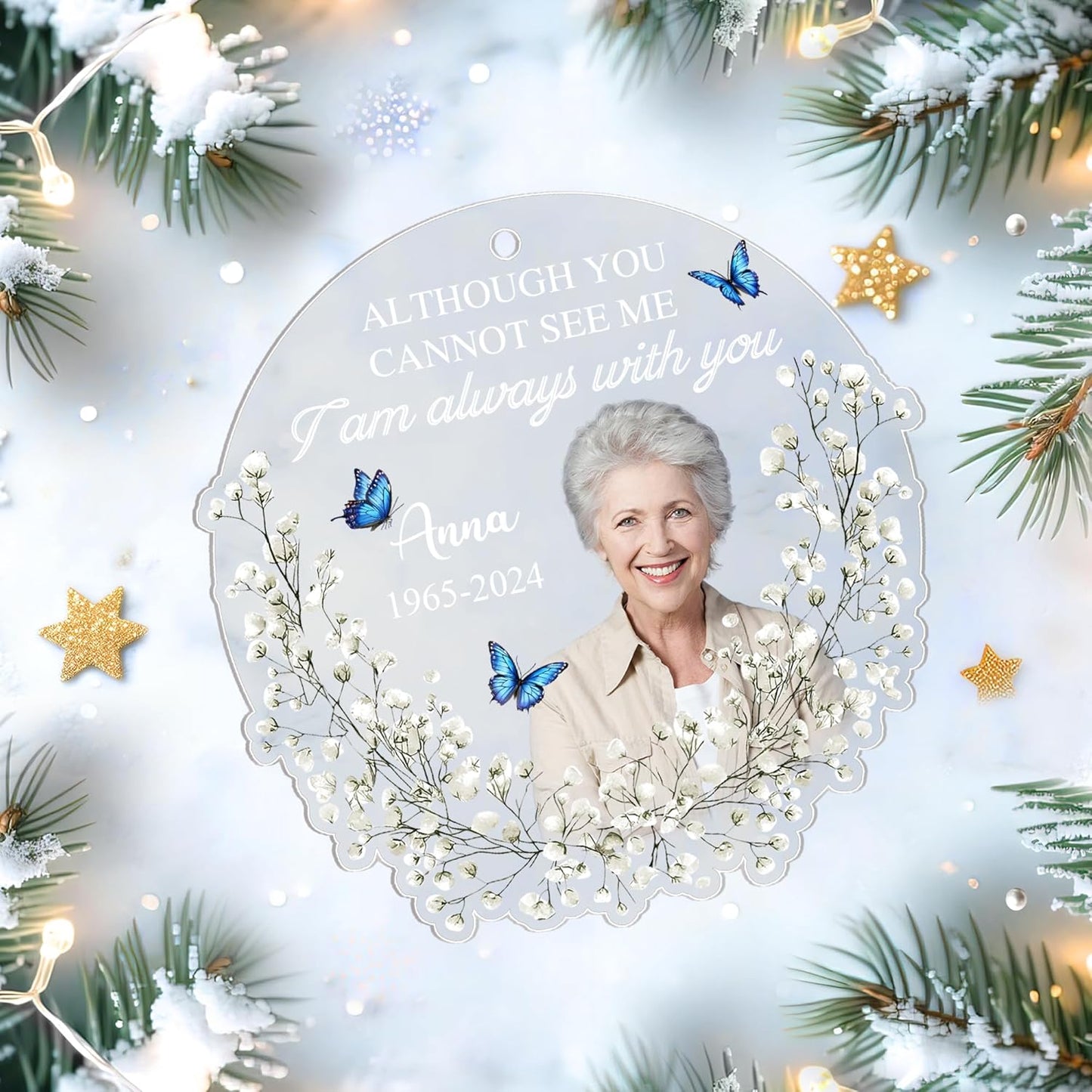Butterfly Memorial Cut Acrylic Ornament – Personalized Sympathy Gift for Loss of Loved One