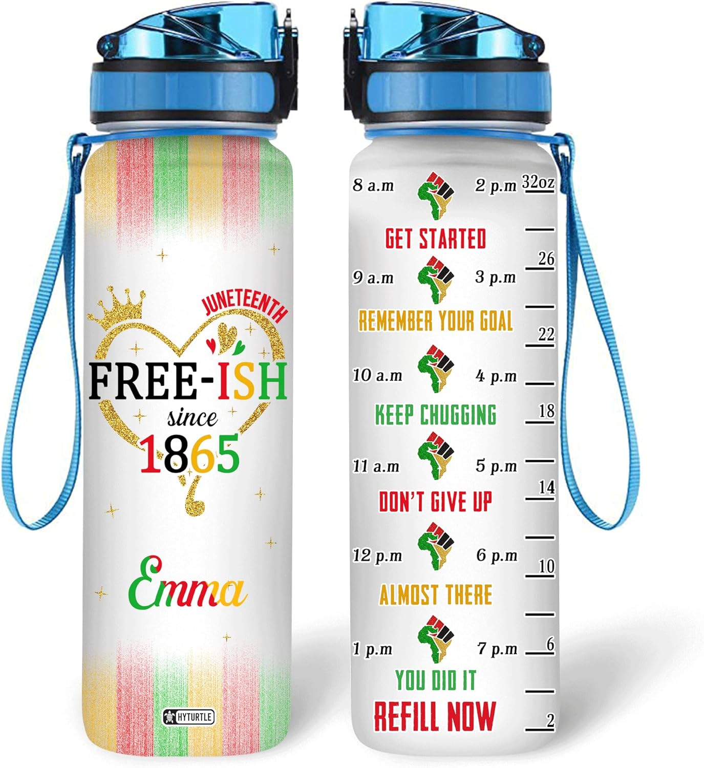 Juneteenth Free-ish - Personalized Water Tracker Bottle 32oz