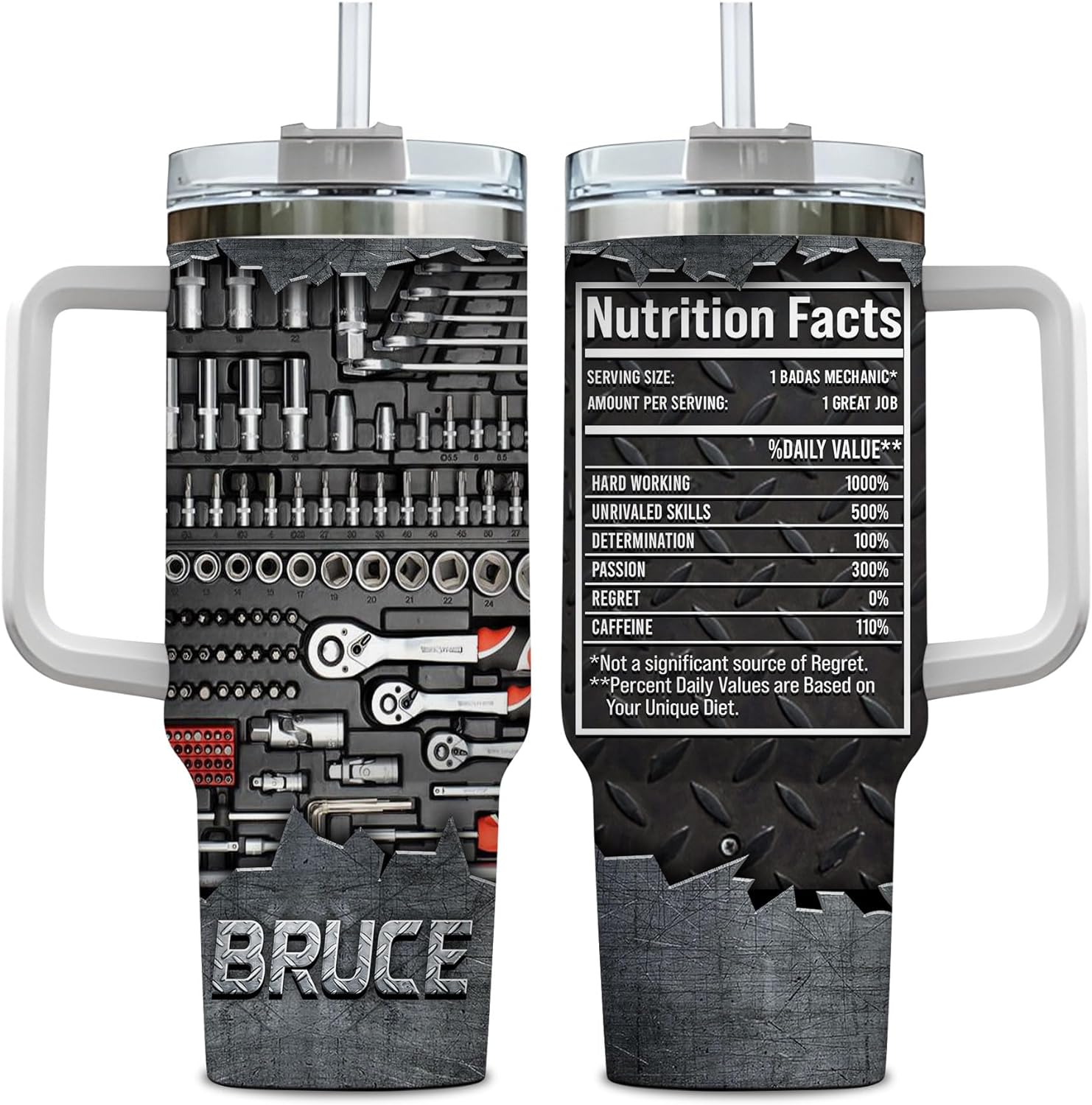 Mechanic Nutrition Facts - Personalized Tumbler 40oz with Straw