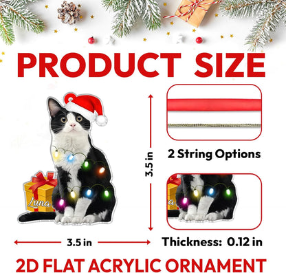 Tuxedo Cat Cut Acrylic Ornament – Personalized Christmas Gift for Cat Lover or Pet Owner