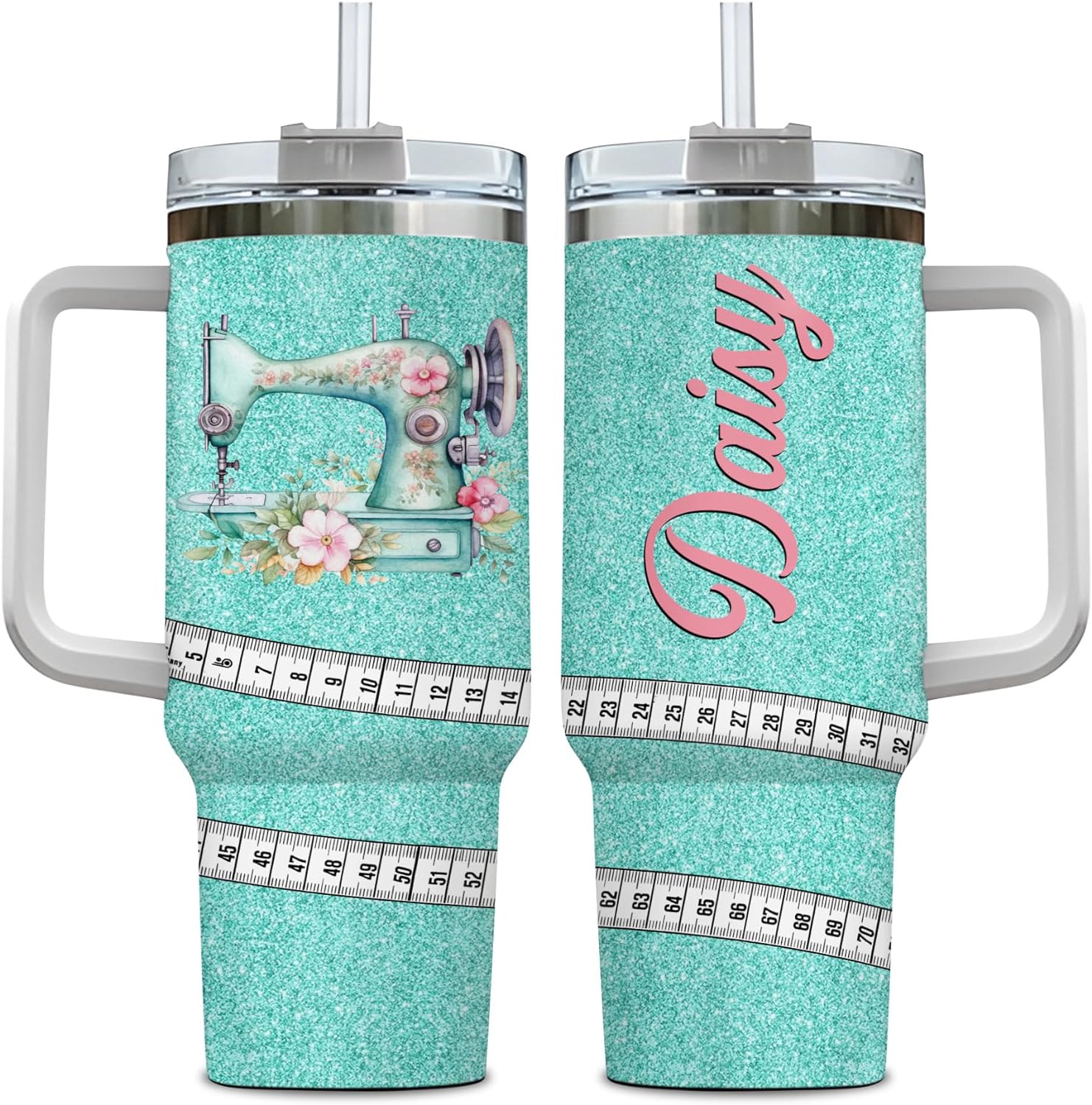 Daisy Flower Theme - Personalized Tumbler 40oz with Straw