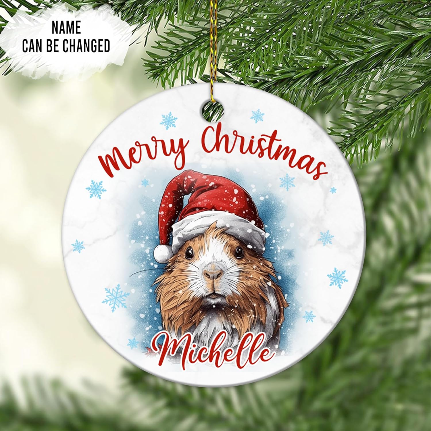 Guinea Pig Ceramic Ornament  Personalized Holiday Decoration  Cute Christmas Gift Keepsake for Pet Lovers