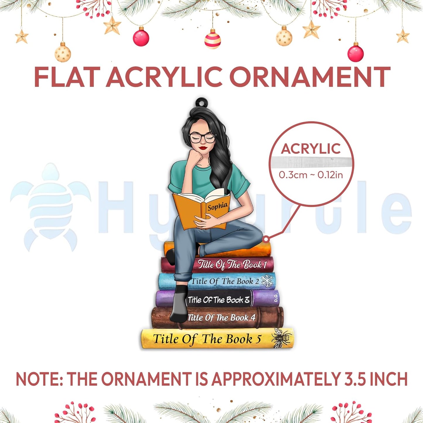 Customize Book's Title & Girl's Appearance - Personalized Acrylic Ornament