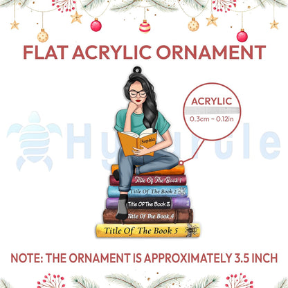Customize Book's Title & Girl's Appearance - Personalized Acrylic Ornament