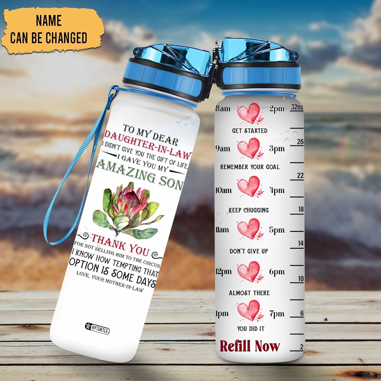 To My Dear Daughter-In-Law - Personalized Water Tracker Bottle 32oz