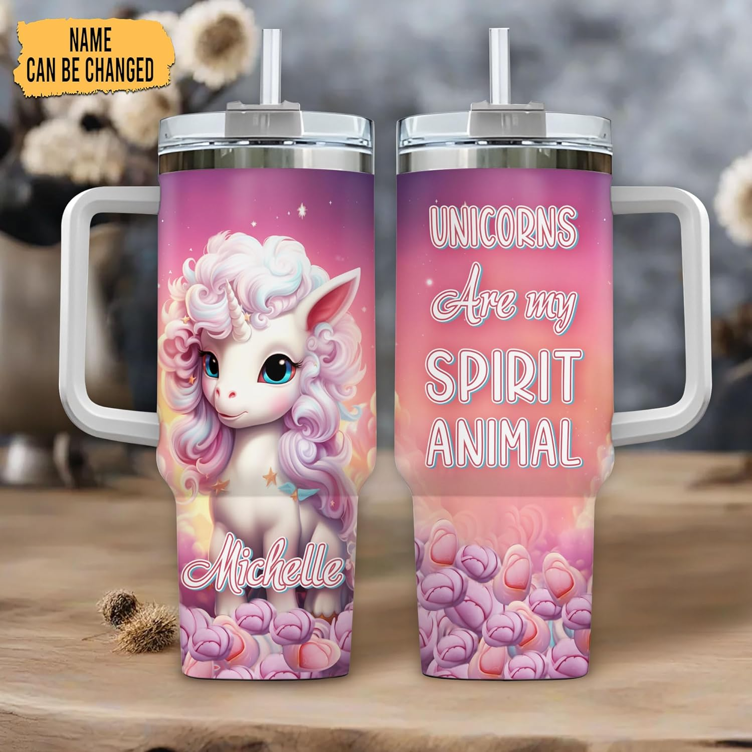 Unicorn Are My Spirit Animal - Personalized Tumbler 40oz with Straw