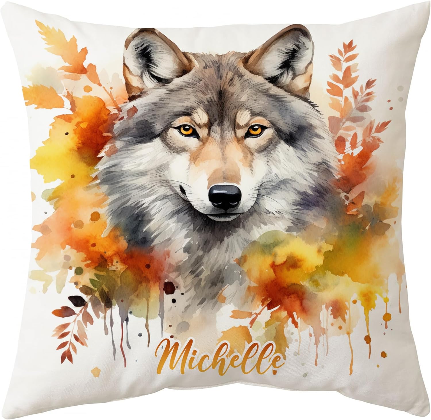 Wolf Maple Leaves - Personalized Pillow (Insert Included)