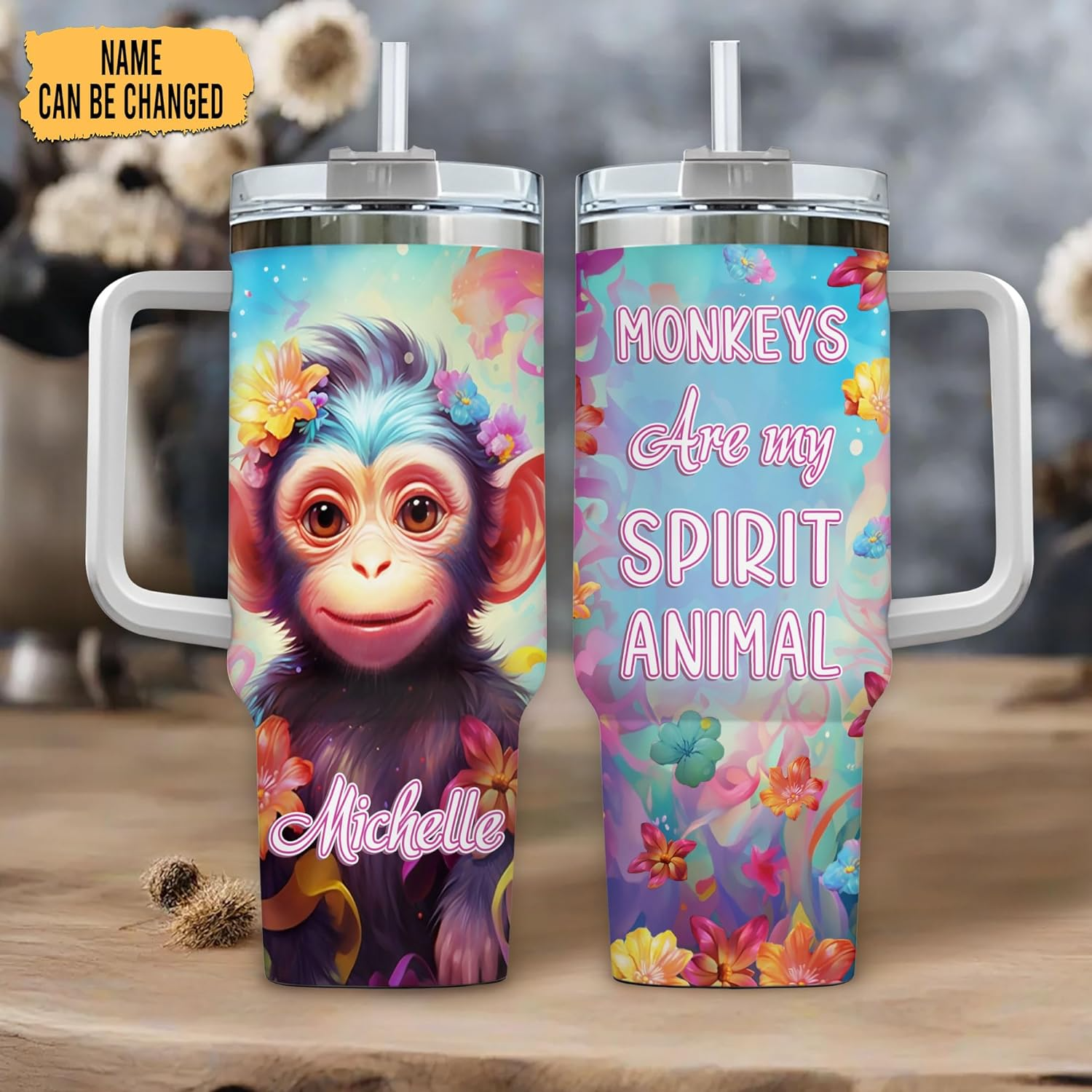 Monkey Are My Spirit Animal - Personalized Tumbler 40oz with Straw