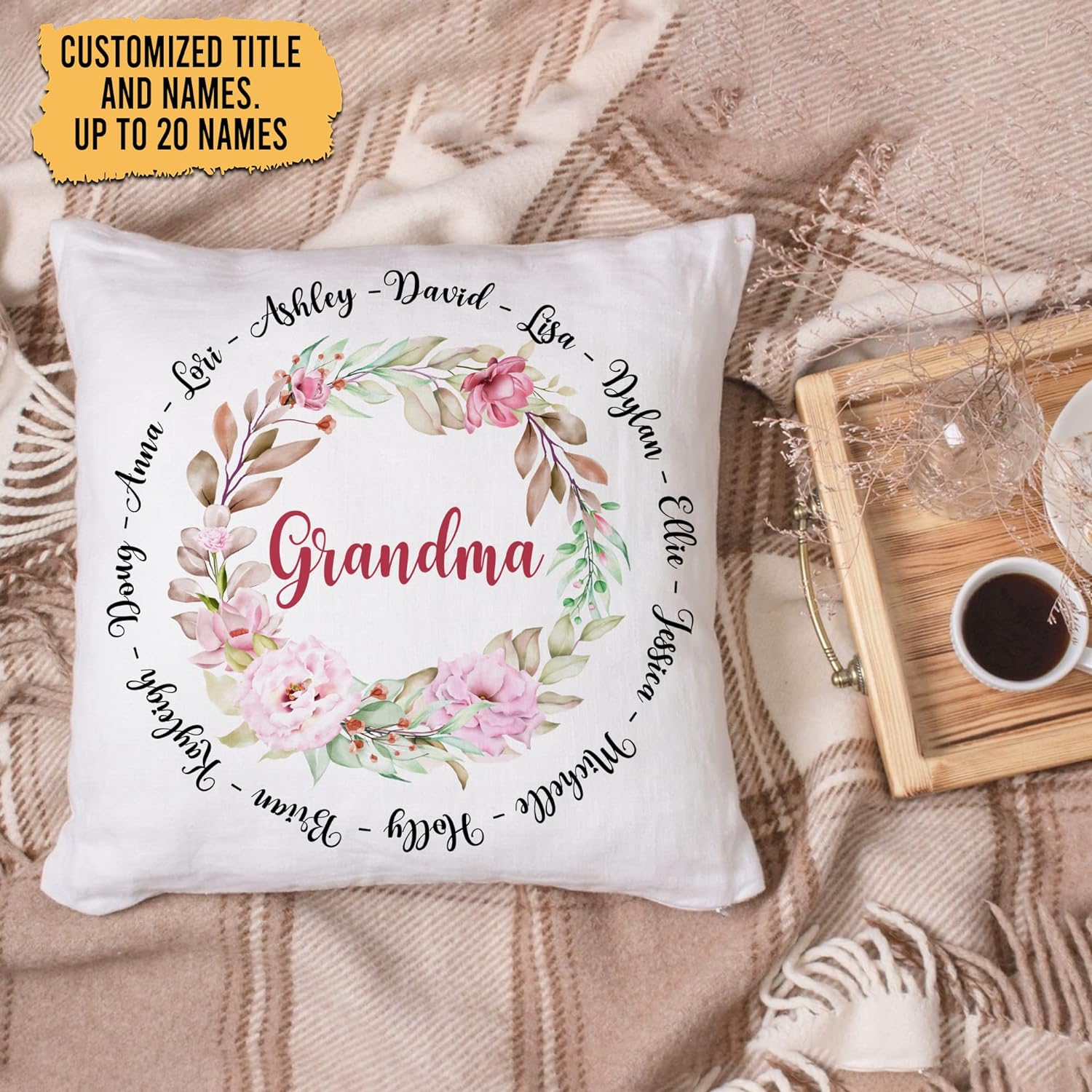 Grandma Floral Pattern - Personalized Pillow(Insert Included)