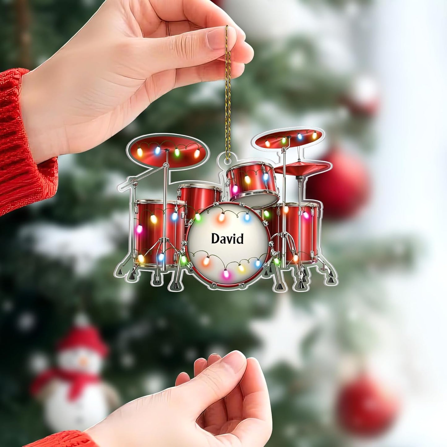 Drum Set Cut Acrylic Ornament – Personalized Music Christmas Gift for Drummer, Band Member, or Musician Lover
