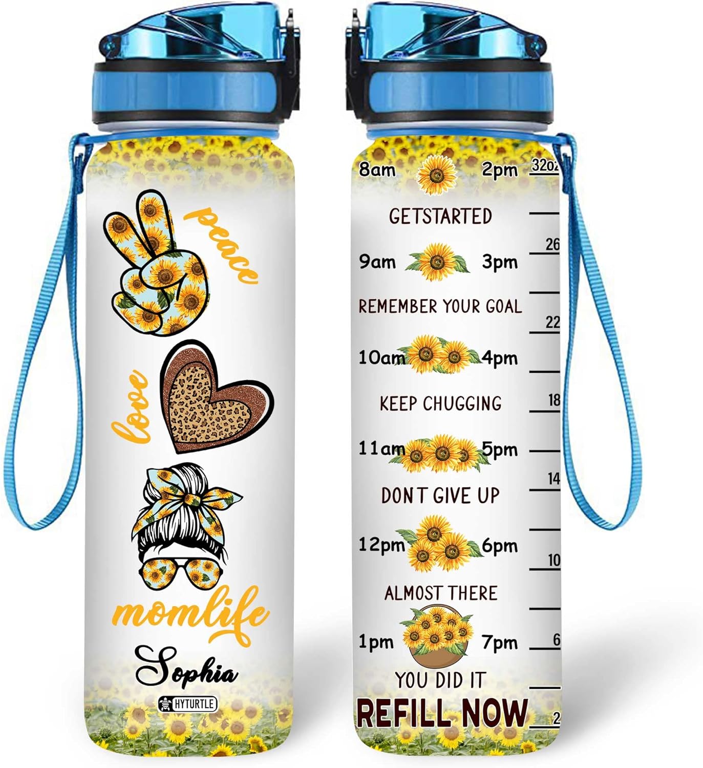 Mom Life - Personalized Water Tracker Bottle 32oz