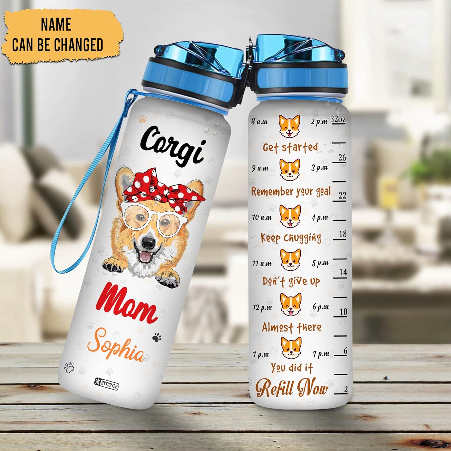 Corgi Mom - Personalized Water Tracker Bottle 32oz