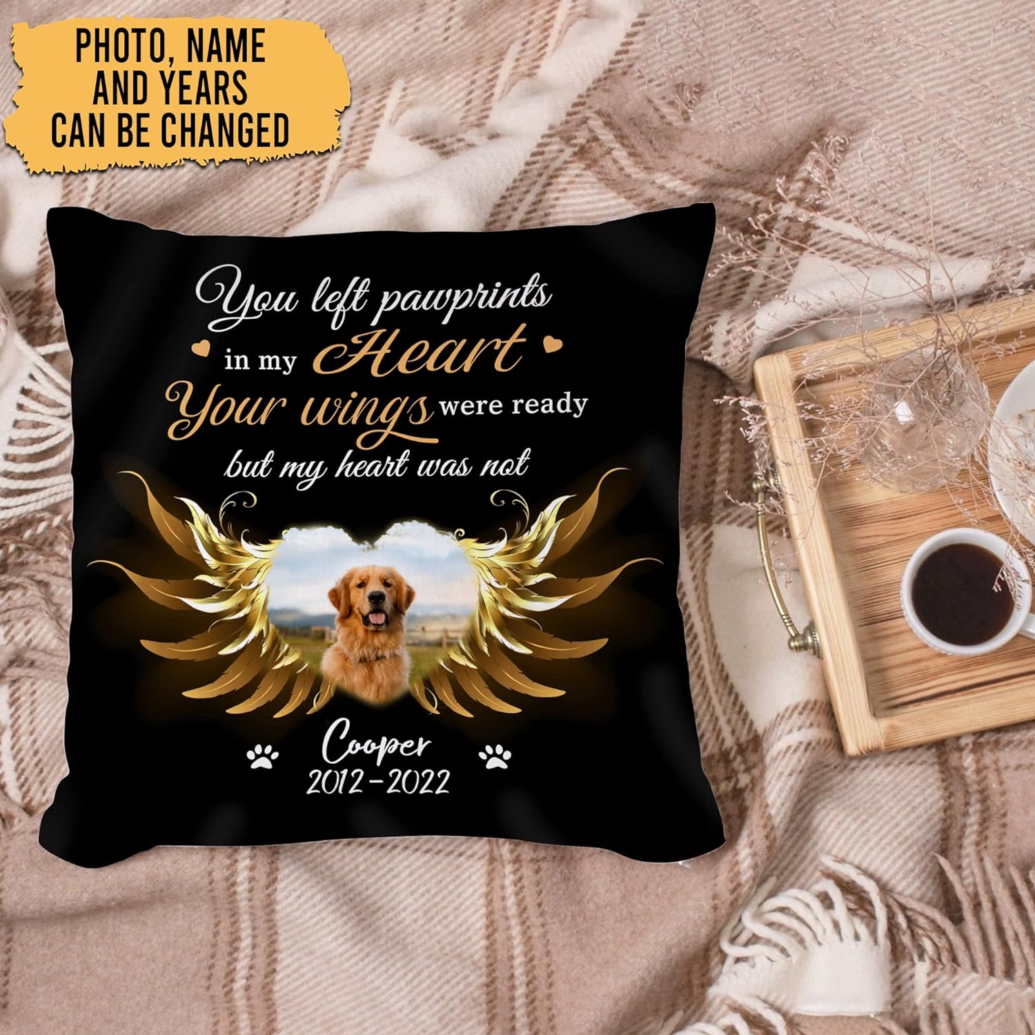 Your Left Pawprints In My Heart - Personalized Photo Pillow