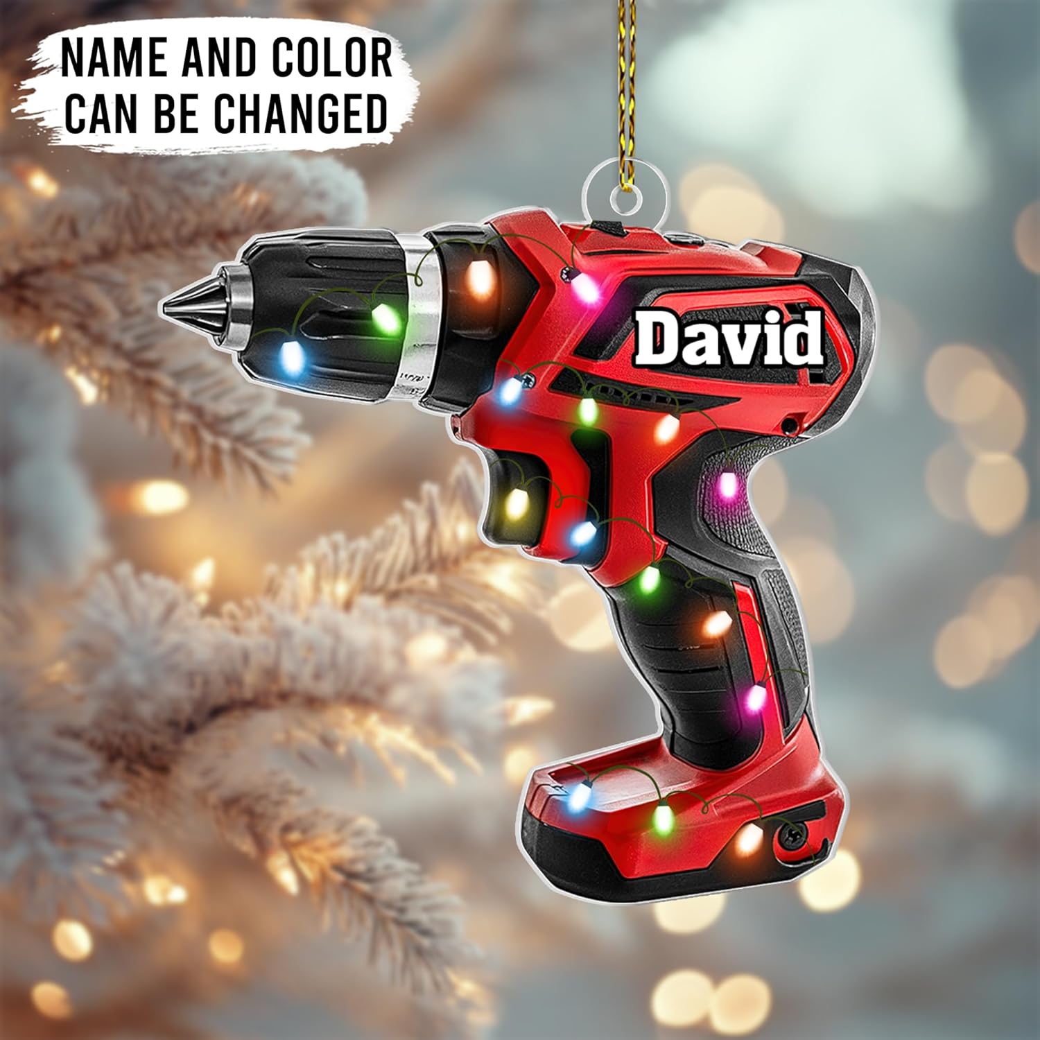 Hand Tool Power Cut Acrylic Ornament – Personalized Christmas Gift for Mechanic, Dad, or Worker – Unique Garage Decor Keepsake