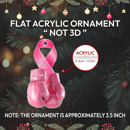 Pink Boxing Gloves Cut Acrylic Ornament – Personalized Breast Cancer Awareness Gift for Fighter, Survivor, or Supporter