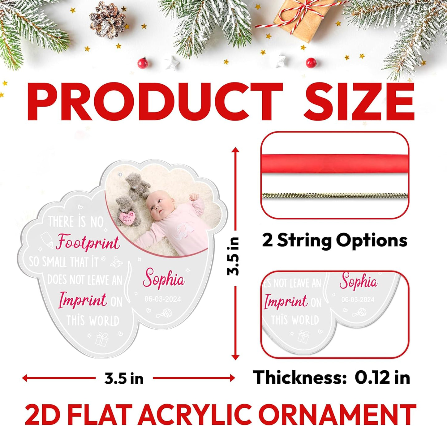 Angel Baby Memorial Cut Acrylic Ornament – Personalized Sympathy Gift for Infant Loss or Grieving Parents – Remembrance Tree Keepsake
