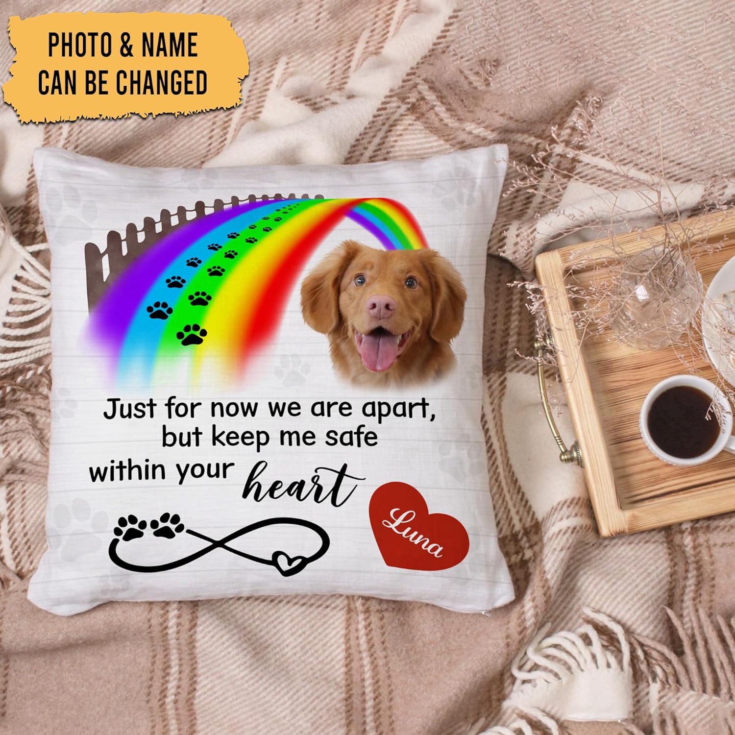 Just For Now We Are Apart But Keep Me Safe - Personalized Photo Pillow