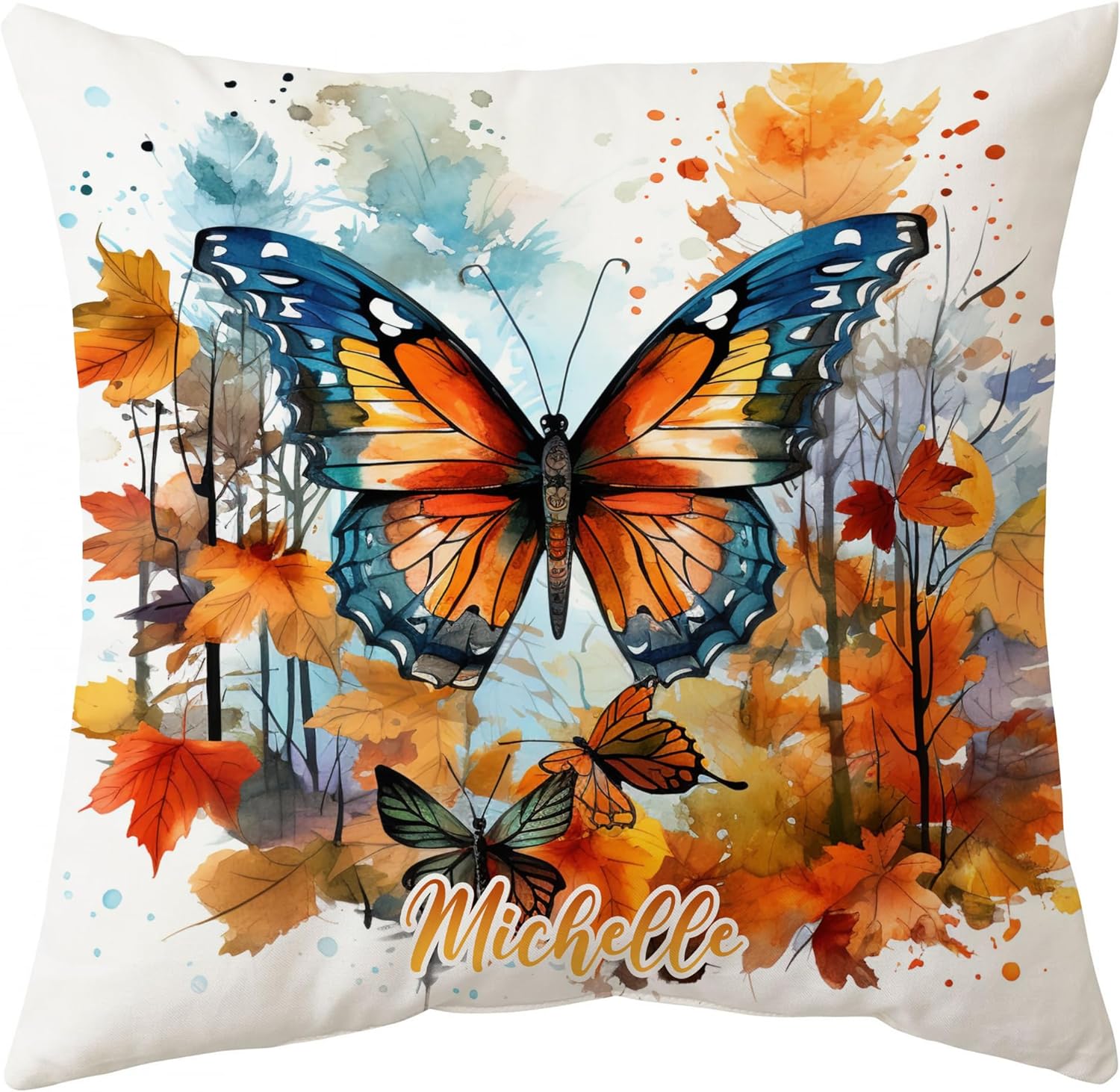 Butterfly Maple Leaves - Personalized Pillow (Insert Included)