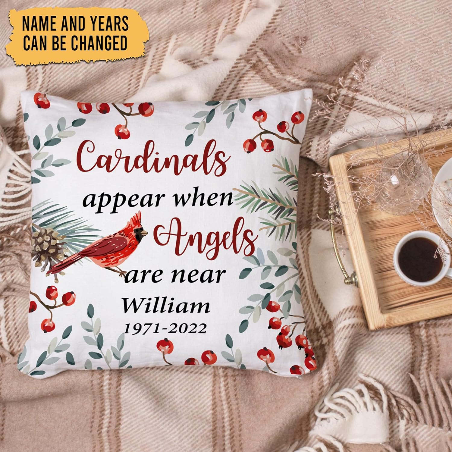 Cardinals Appear When Angels Are Near - Personalized Pillow(Insert Included)