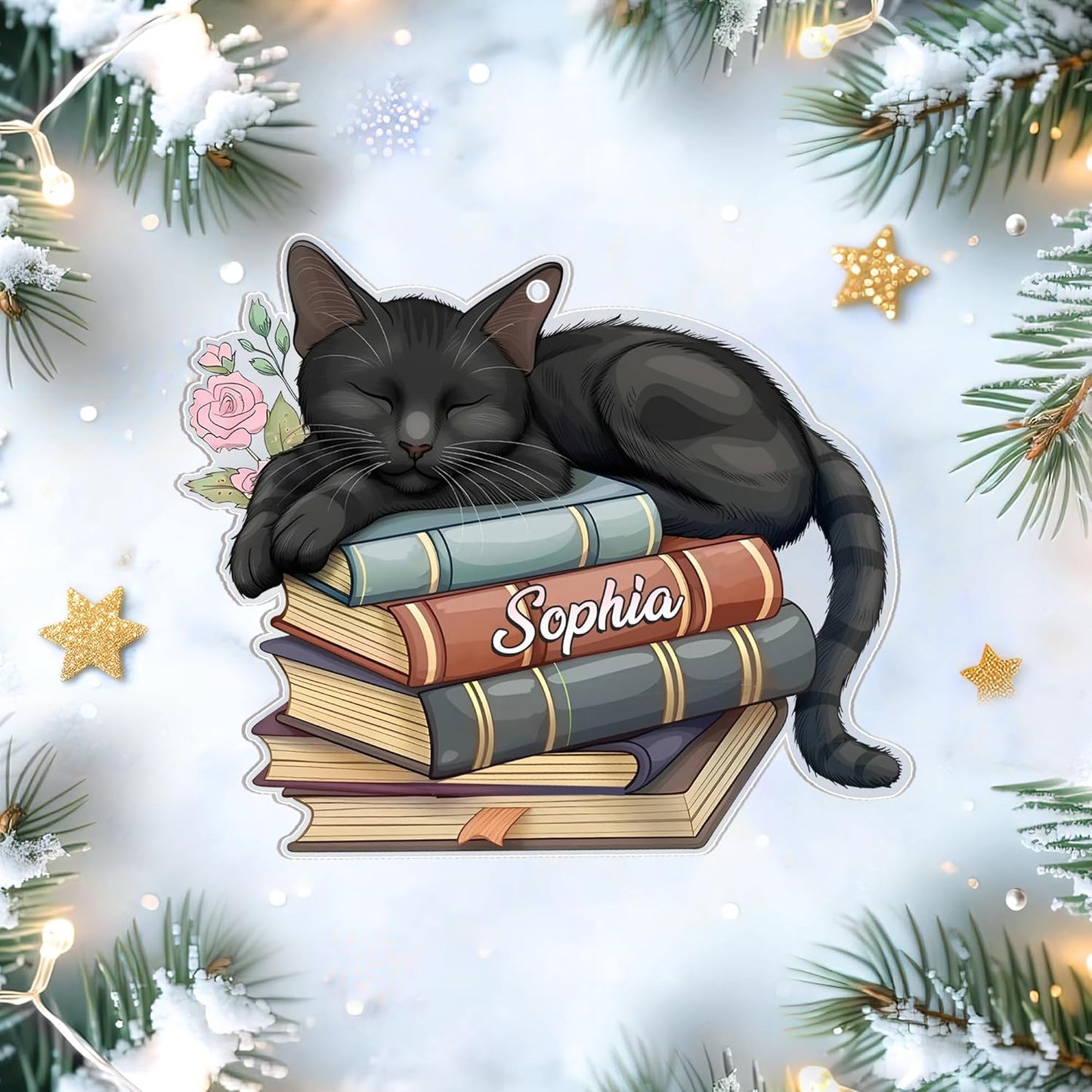 Book Lover Cut Acrylic Ornament – Personalized Christmas Gift for Reader or Teacher – Literary Tree Keepsake Decoration