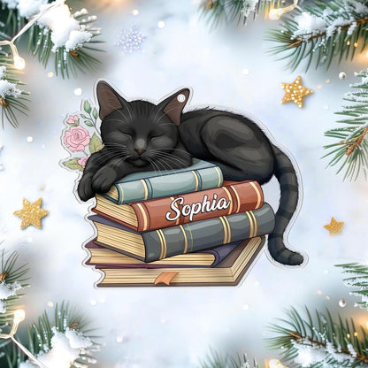 Book Lover Cut Acrylic Ornament – Personalized Christmas Gift for Reader or Teacher – Literary Tree Keepsake Decoration