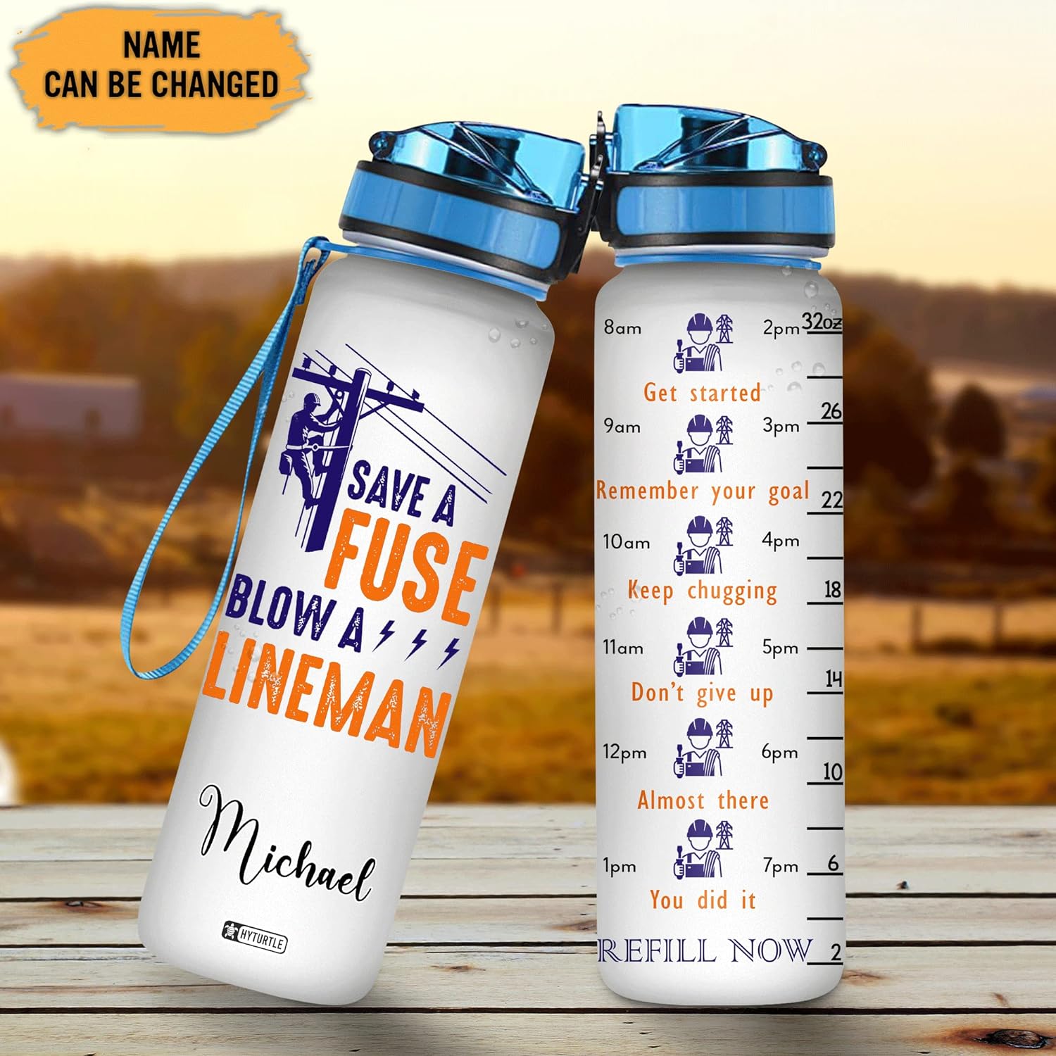 Blow A Lineman - Personalized Water Tracker Bottle 32oz