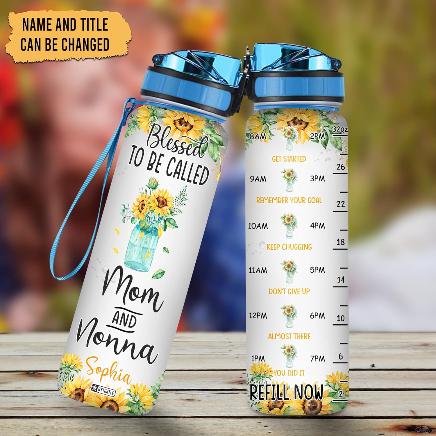 Blessed To Be Called Mom And Nonna - Personalized Water Tracker Bottle 32oz