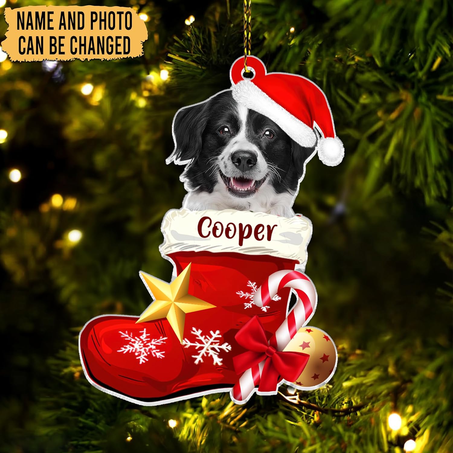 Dog Paw Print Cut Acrylic Ornament – Personalized Christmas Gift for Pet Lovers or Dog Moms – Custom Keepsake Tree Decoration