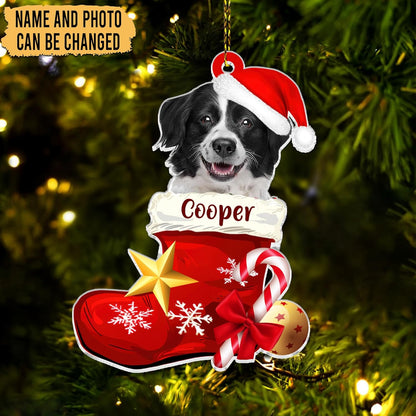 Dog Paw Print Cut Acrylic Ornament – Personalized Christmas Gift for Pet Lovers or Dog Moms – Custom Keepsake Tree Decoration