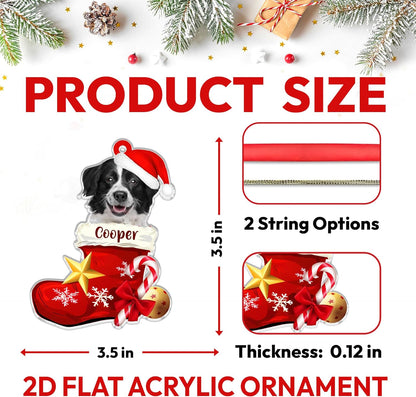 Dog Paw Print Cut Acrylic Ornament – Personalized Christmas Gift for Pet Lovers or Dog Moms – Custom Keepsake Tree Decoration