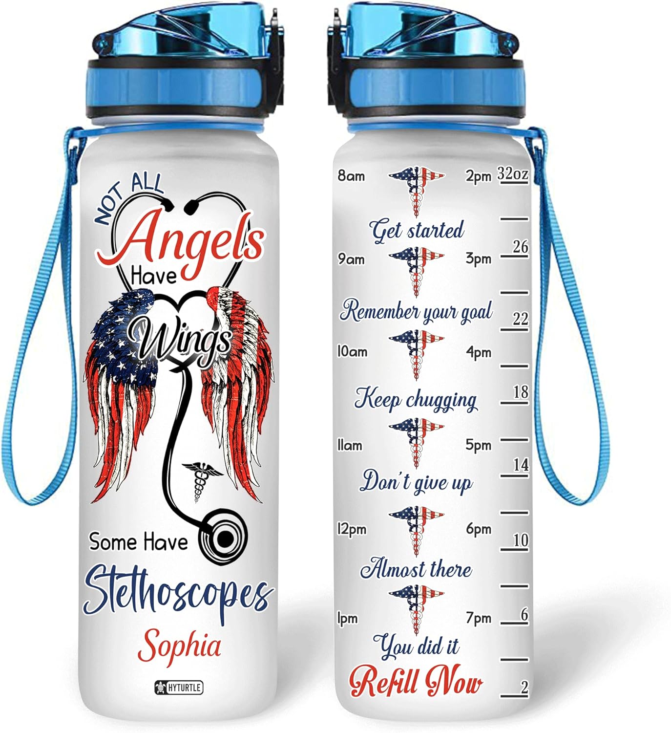 Not All Angels Have Wings - Personalized Water Tracker Bottle 32oz