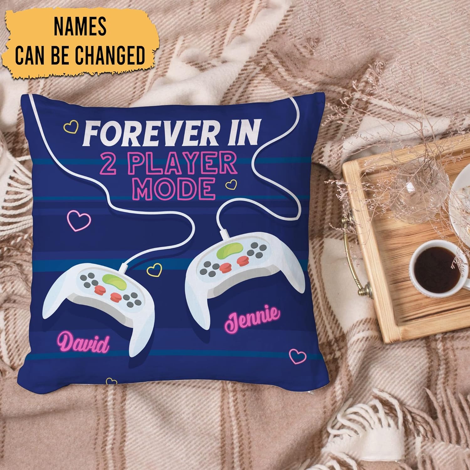 Forever In 2 Player Mode - Personalized Pillow(Insert Included)