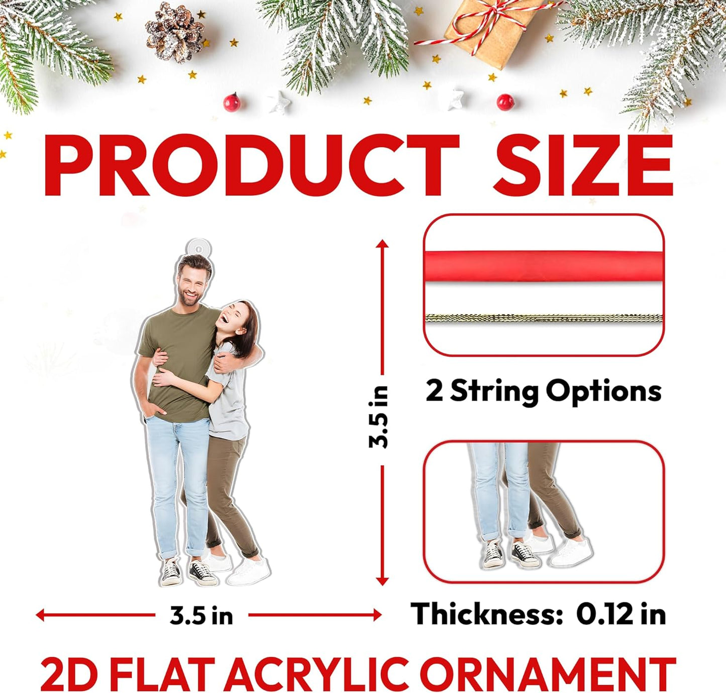 Romantic Couple Cut Acrylic Ornament – Personalized Photo Christmas Gift for Boyfriend, Girlfriend, Husband or Wife, Engagement or Anniversary